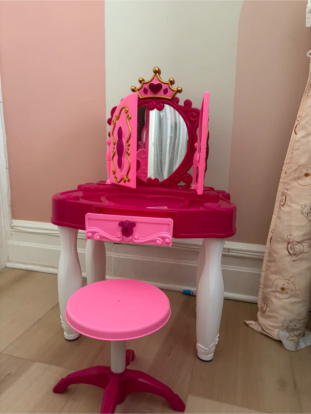Pink Princess Vanity Table with Stool - photo 2