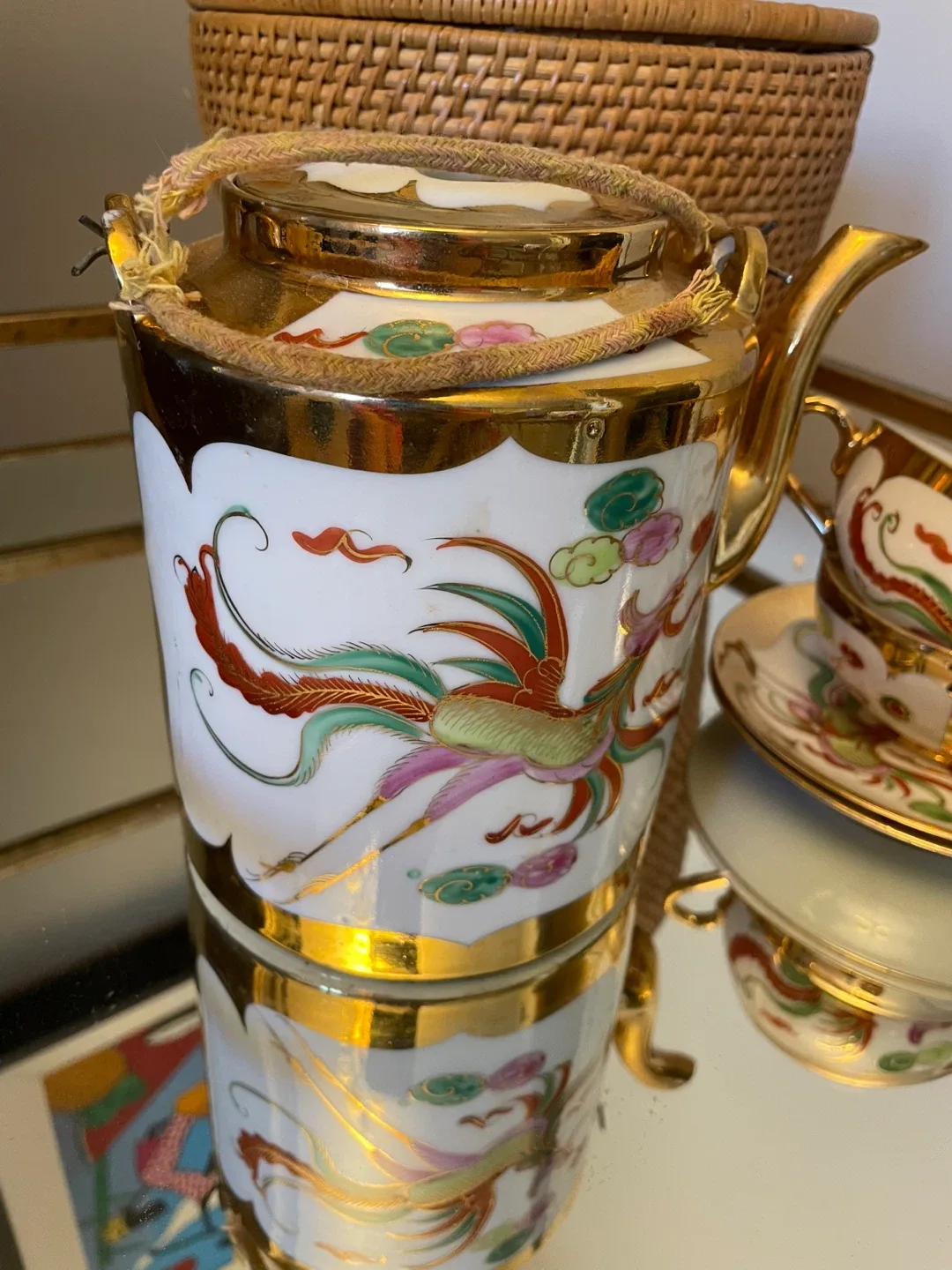 Vintage Chinese Tea Set - Dragon & Phoenix Design image indicator(2)