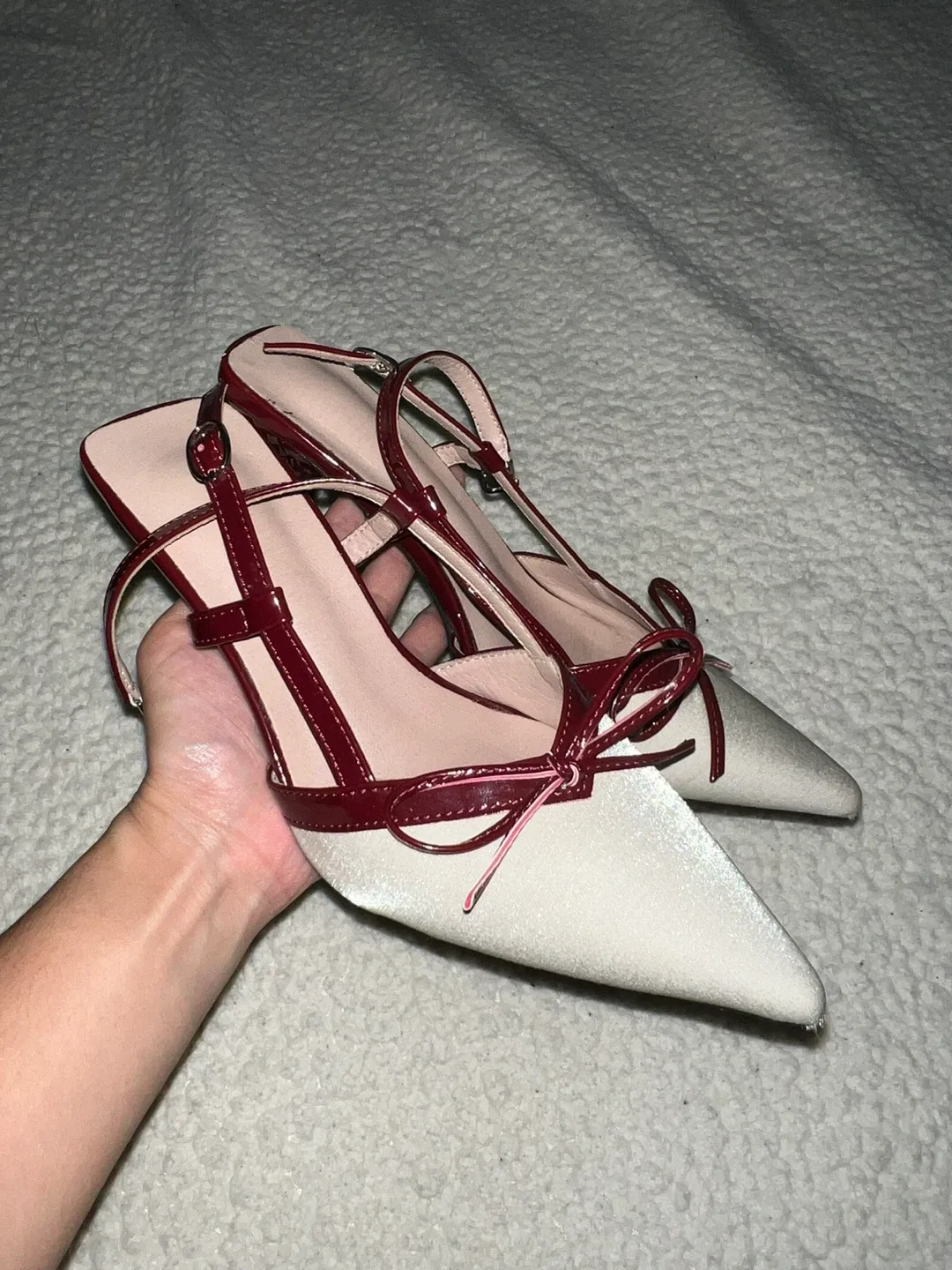 Red & White Heels - Size 6 🧡 thumbnail