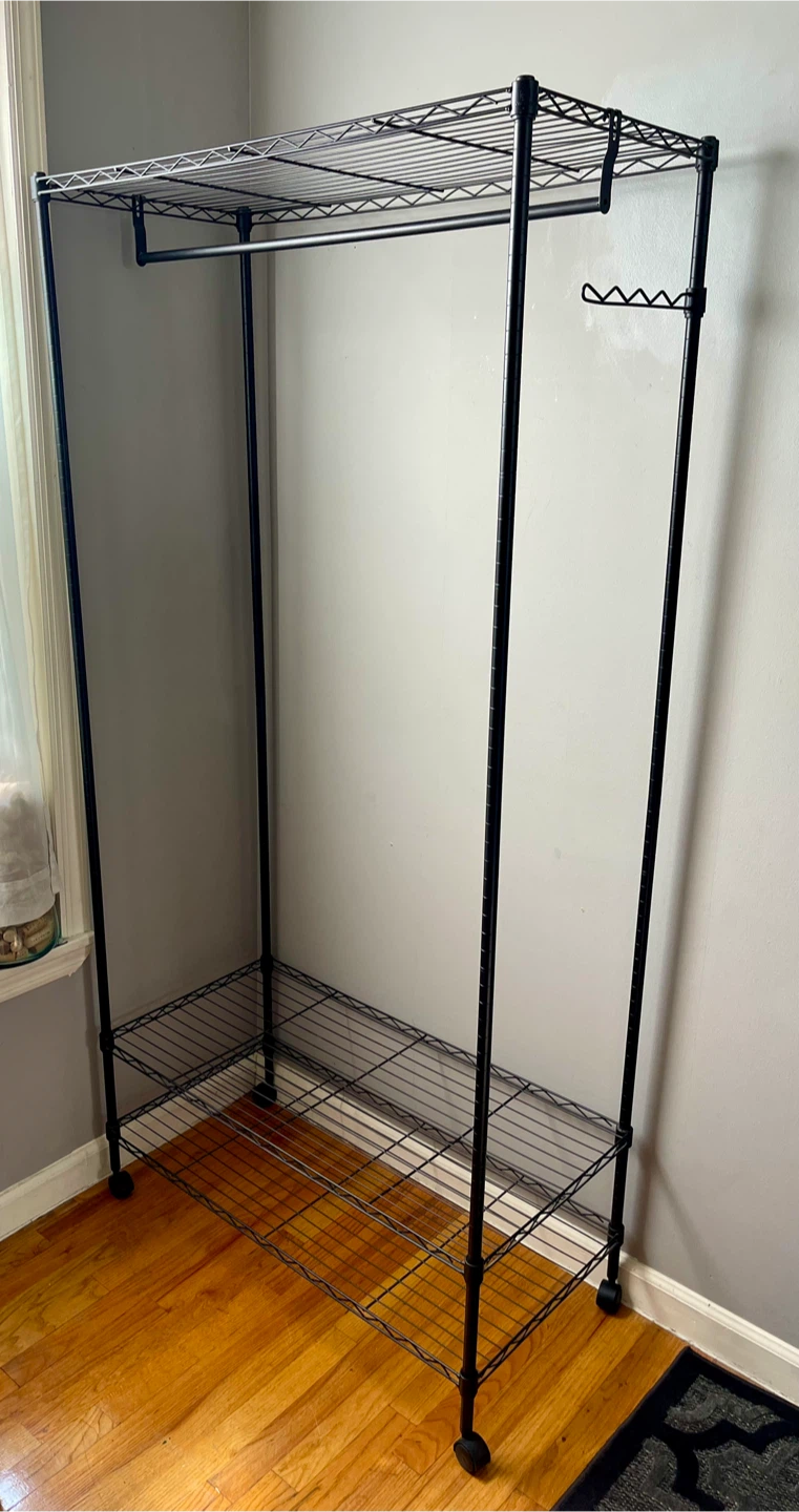 Black Metal Rolling Clothes Rack