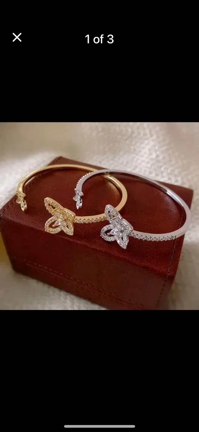 Butterfly Bangle Bracelet - Gold & Silver thumbnail