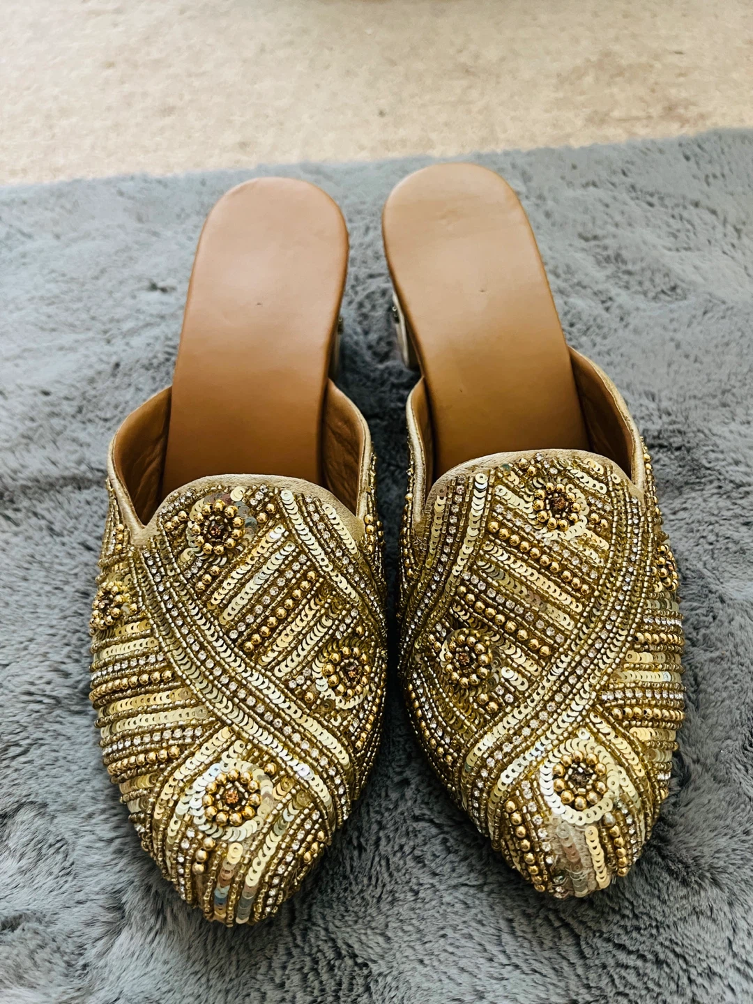Gold Embellished Mules