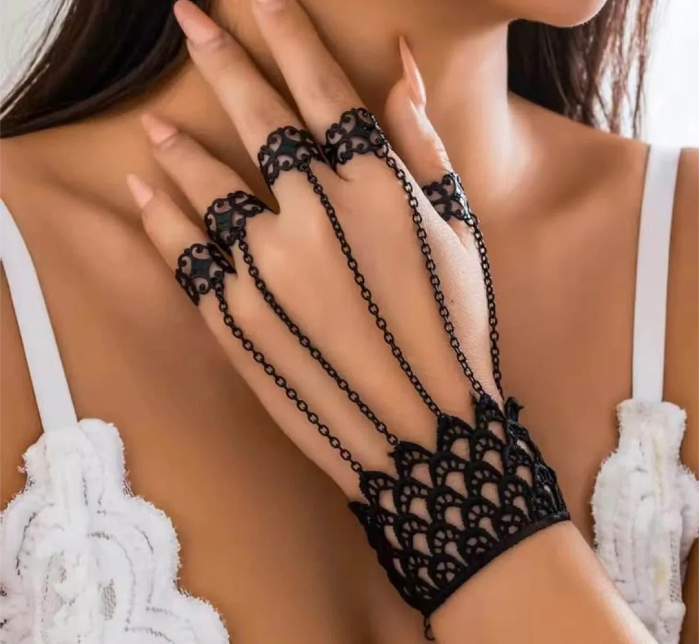 Black Hand Chain Bracelet Halloween costume thumbnail