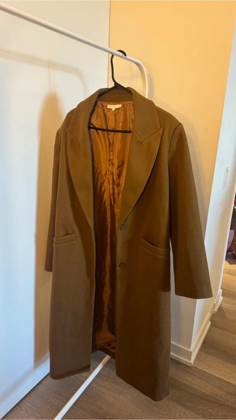 The Latest Scoop Single-Breasted Overcoat - Light Brown, M image indicator(5)