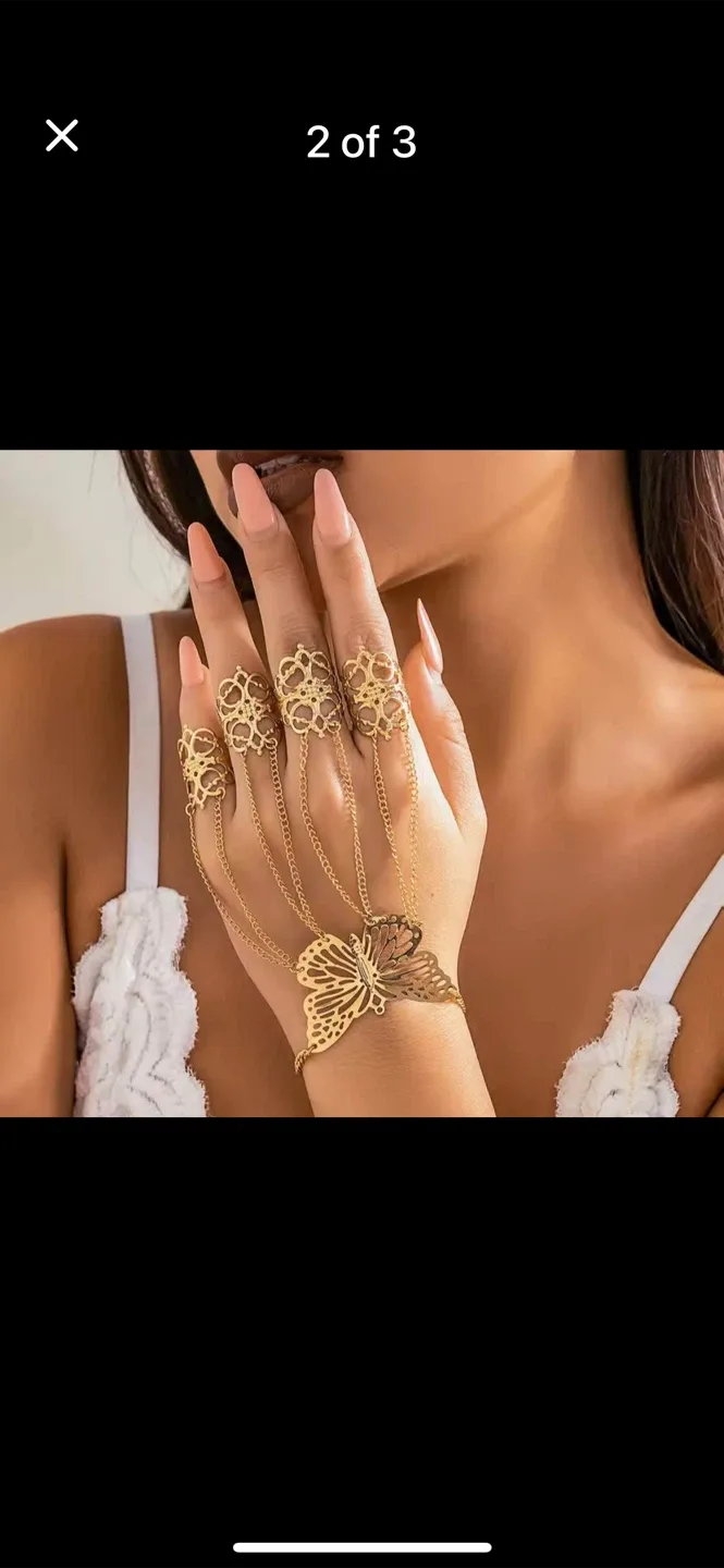 Gold Butterfly Bracelet Ring thumbnail