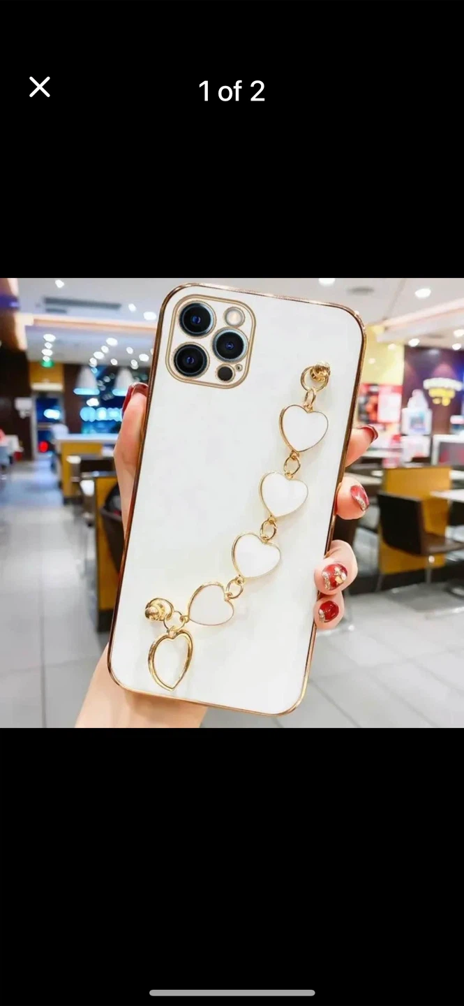 White iPhone Case with Heart Chain