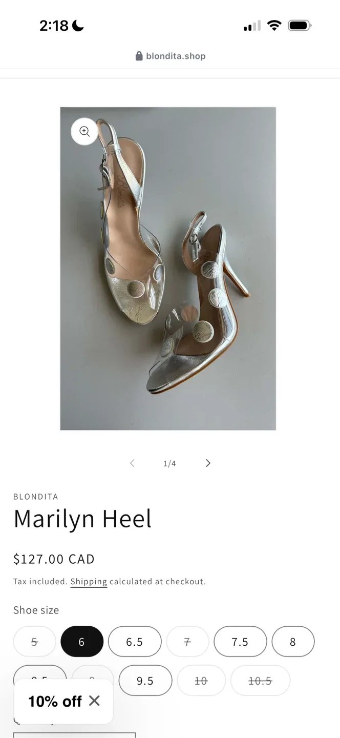 Blondita Marilyn Heel, Size 8 Silver - New in Box! thumbnail