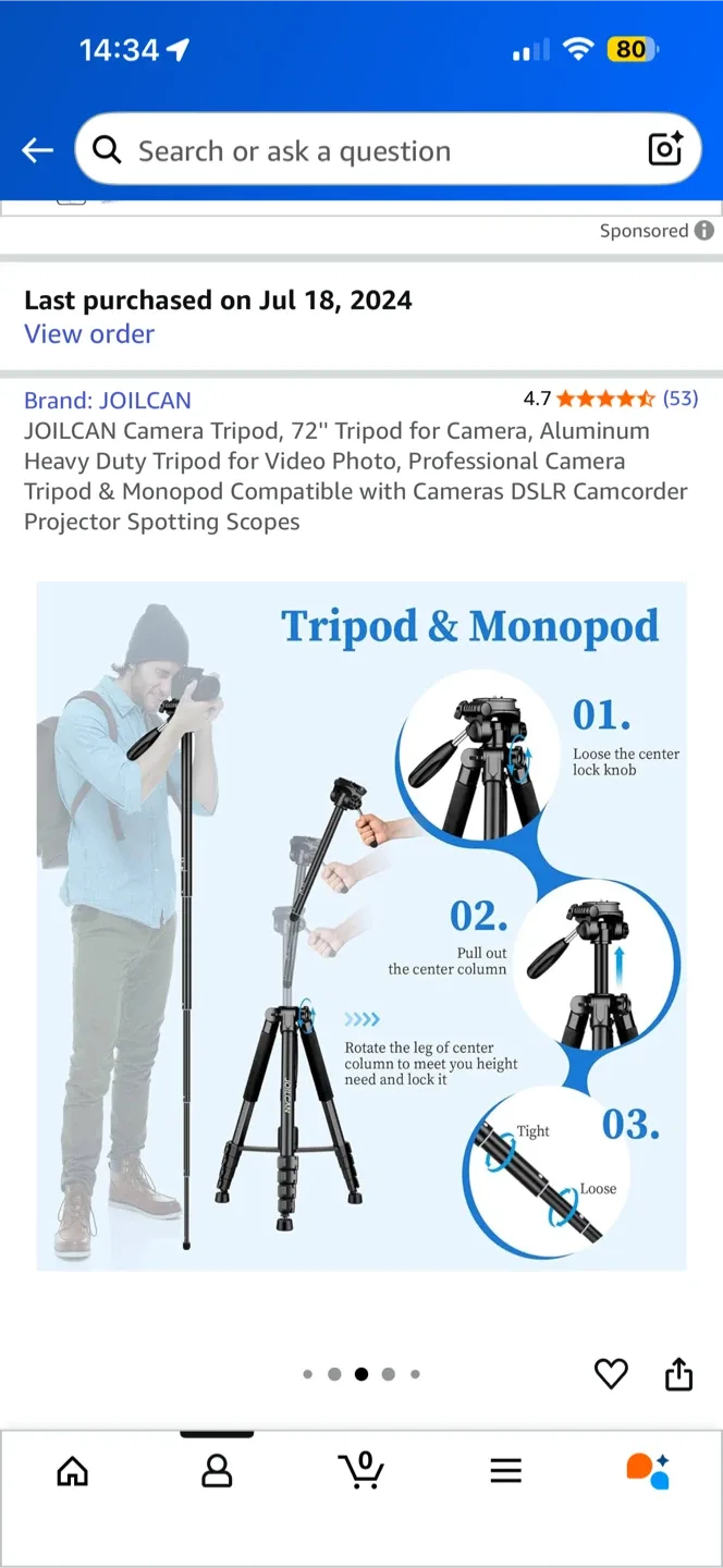 JOILCAN Camera Tripod 72-Inch Aluminum image indicator(3)