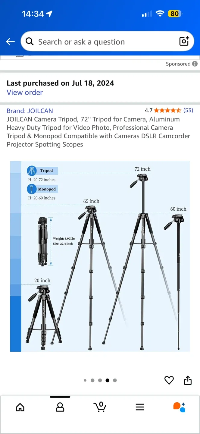 JOILCAN Camera Tripod 72-Inch Aluminum image indicator(4)