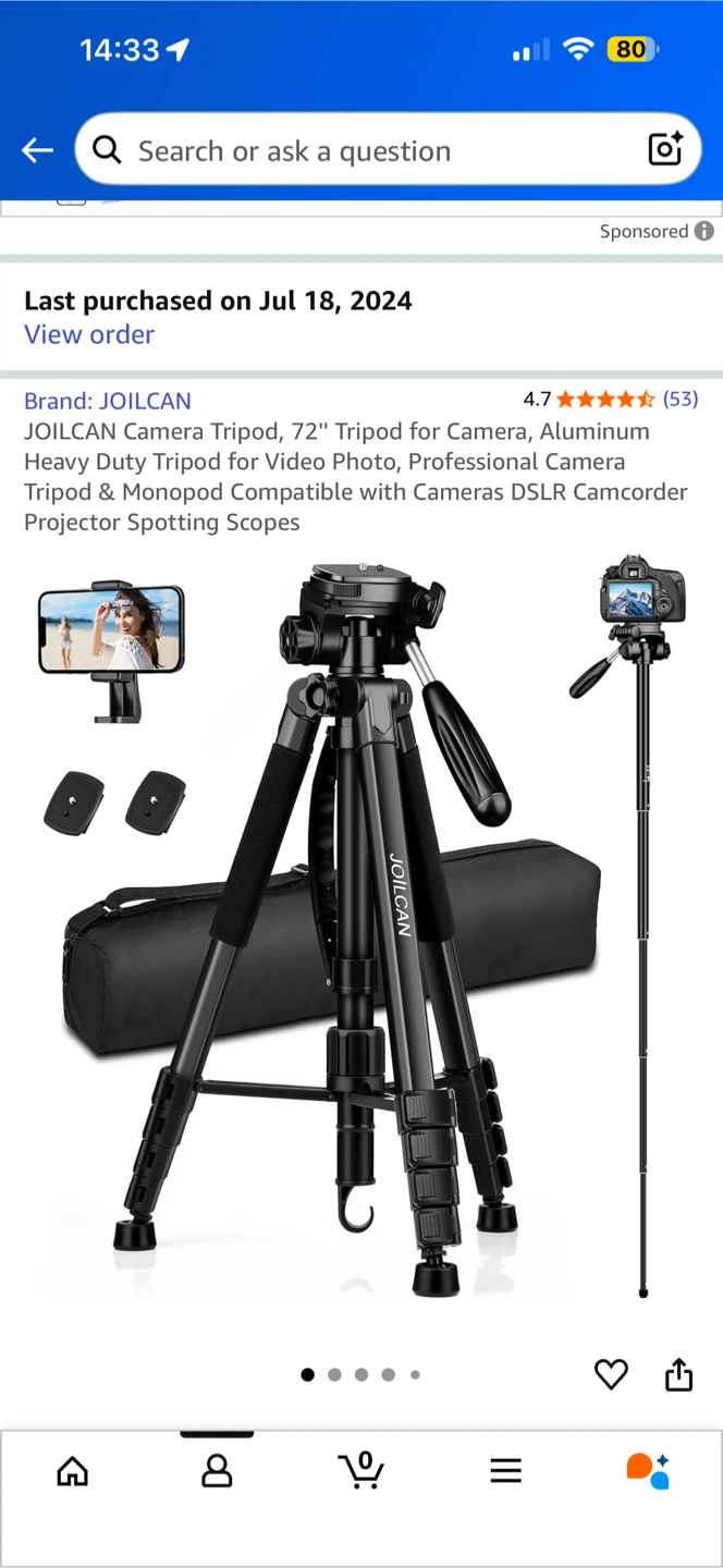 JOILCAN Camera Tripod 72-Inch Aluminum - photo 2