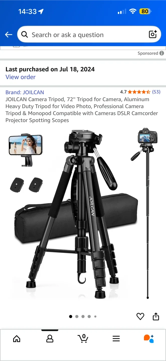 JOILCAN Camera Tripod 72-Inch Aluminum image indicator(2)