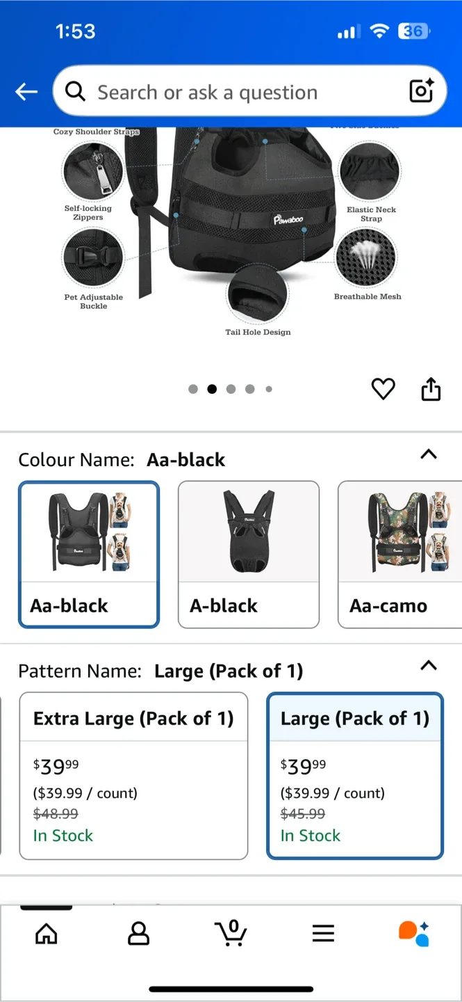 Pawaboo Pet Carrier Backpack - Black, Large image indicator(4)