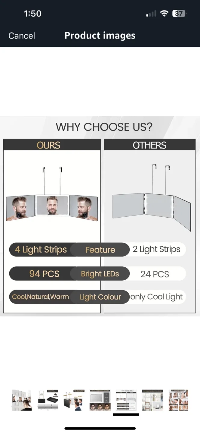Tri-Fold Lighted Vanity Mirror - Portable image indicator(4)
