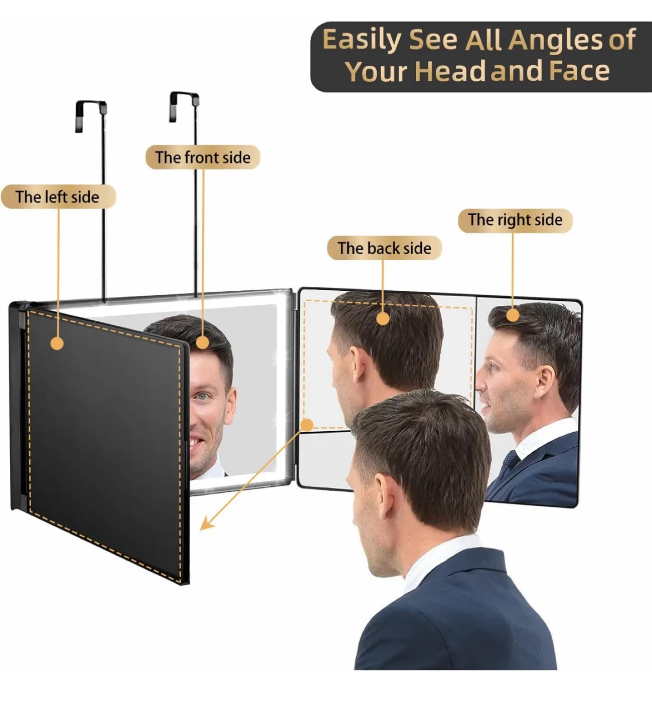 Tri-Fold Lighted Vanity Mirror - Portable image indicator(3)