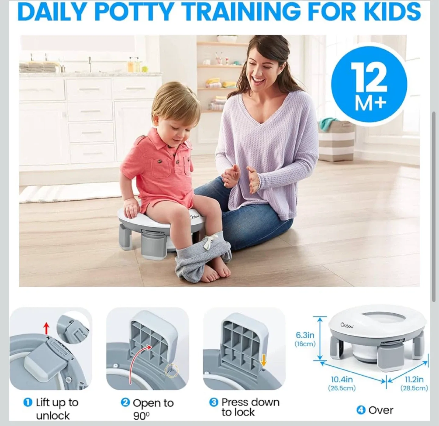 Orzbow Portable Potty Training Toilet - Grey image indicator(6)
