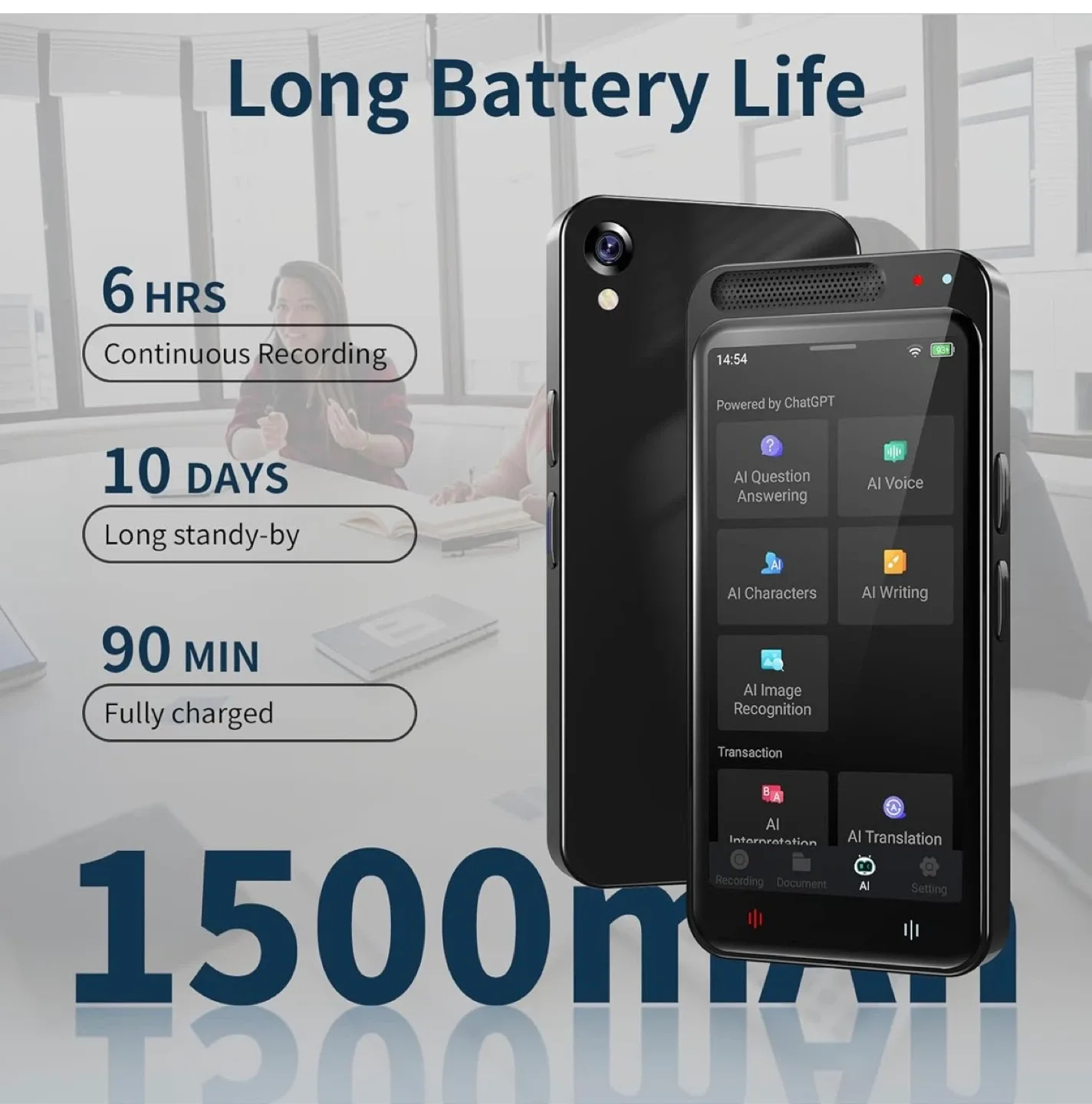 RPbznr AI Voice Recorder w/ Translation image indicator(5)