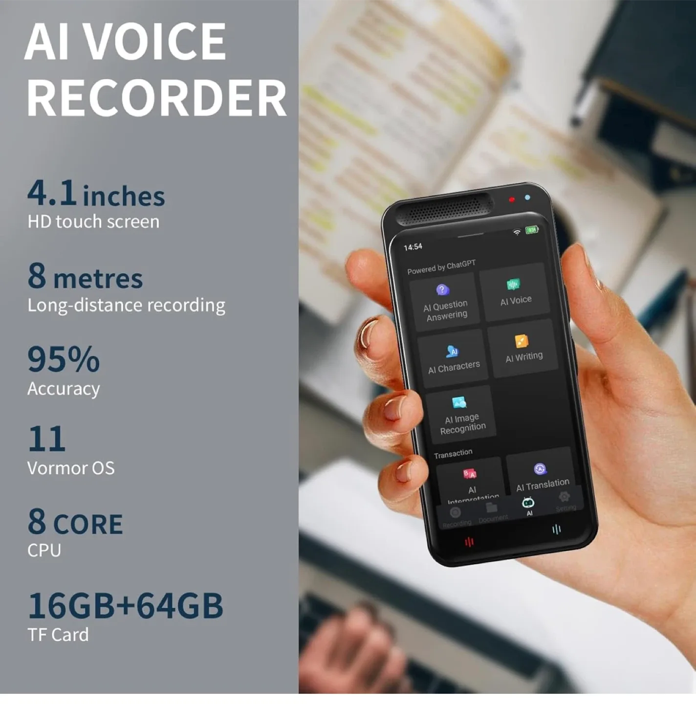 RPbznr AI Voice Recorder w/ Translation image indicator(4)