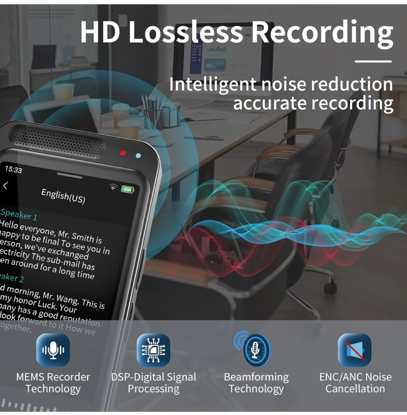 RPbznr AI Voice Recorder w/ Translation image indicator(6)