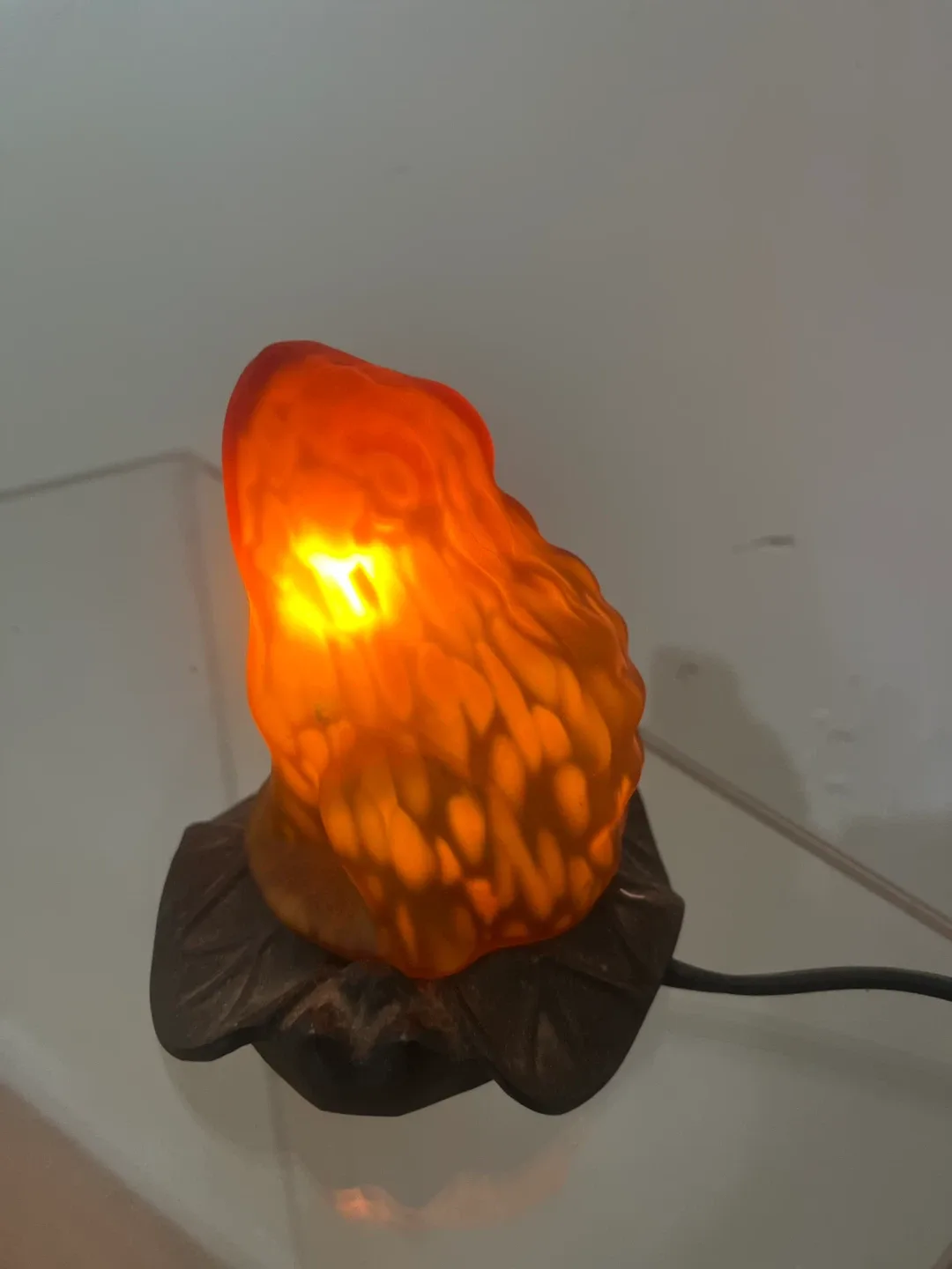 Amber glass Frog Lamp