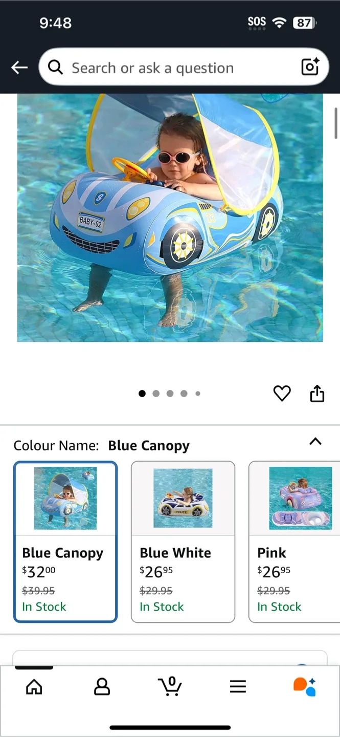 Swimming Ring Car Pool Float - Baby 1-4 Years image indicator(2)