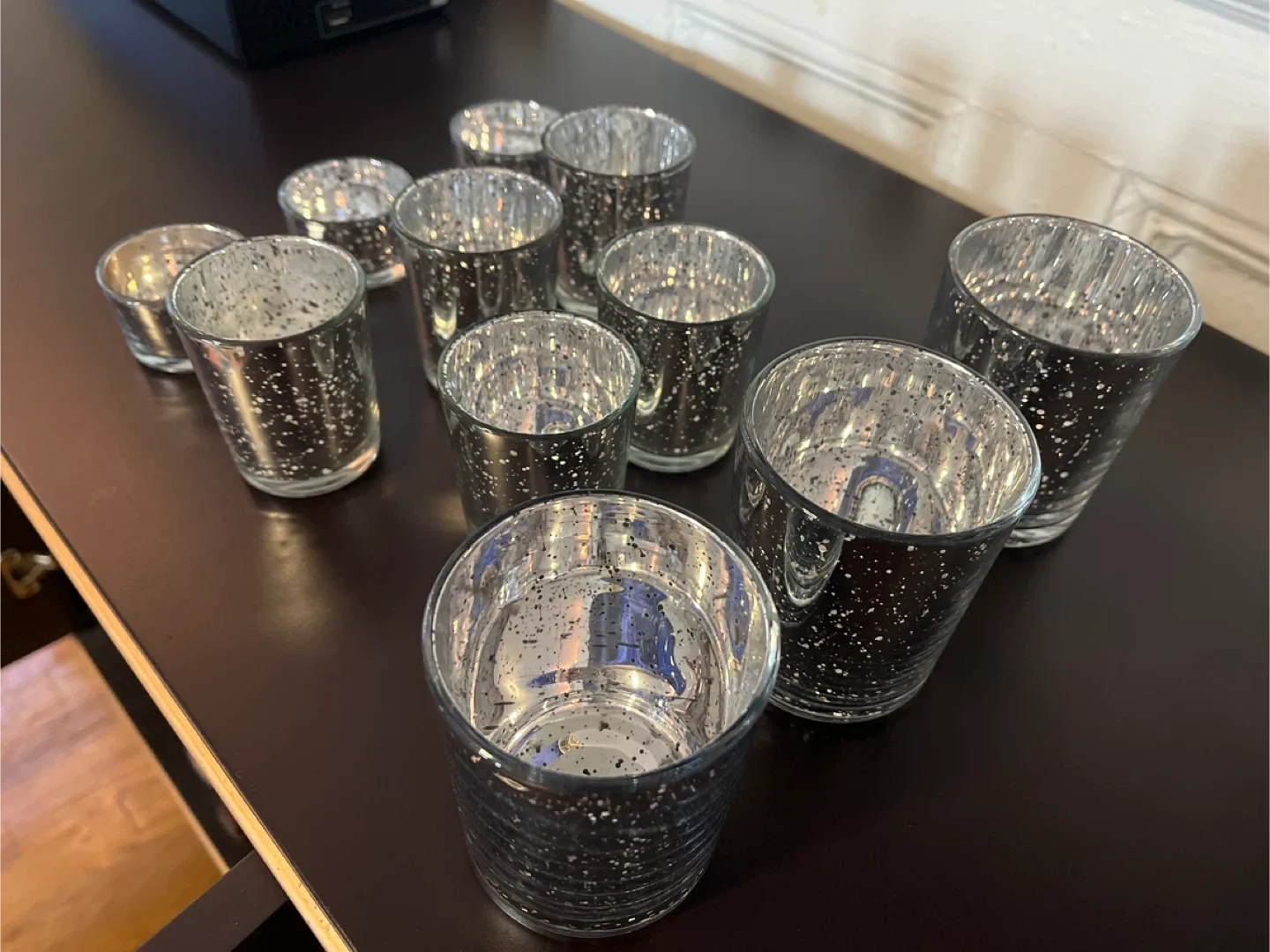 Set of 10 Silver Mercury Glass Candle Holders image indicator(4)