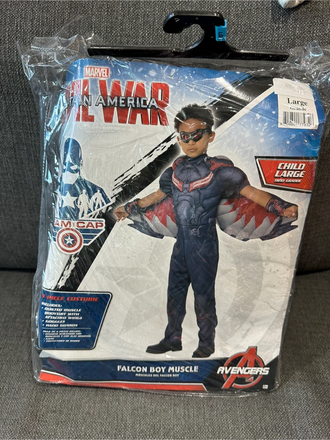 🧡Marvel Captain America Falcon Boy Muscle Costume - Child Large