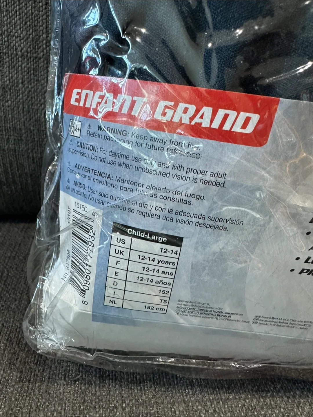 🧡Marvel Captain America Falcon Boy Muscle Costume - Child Large image indicator(3)