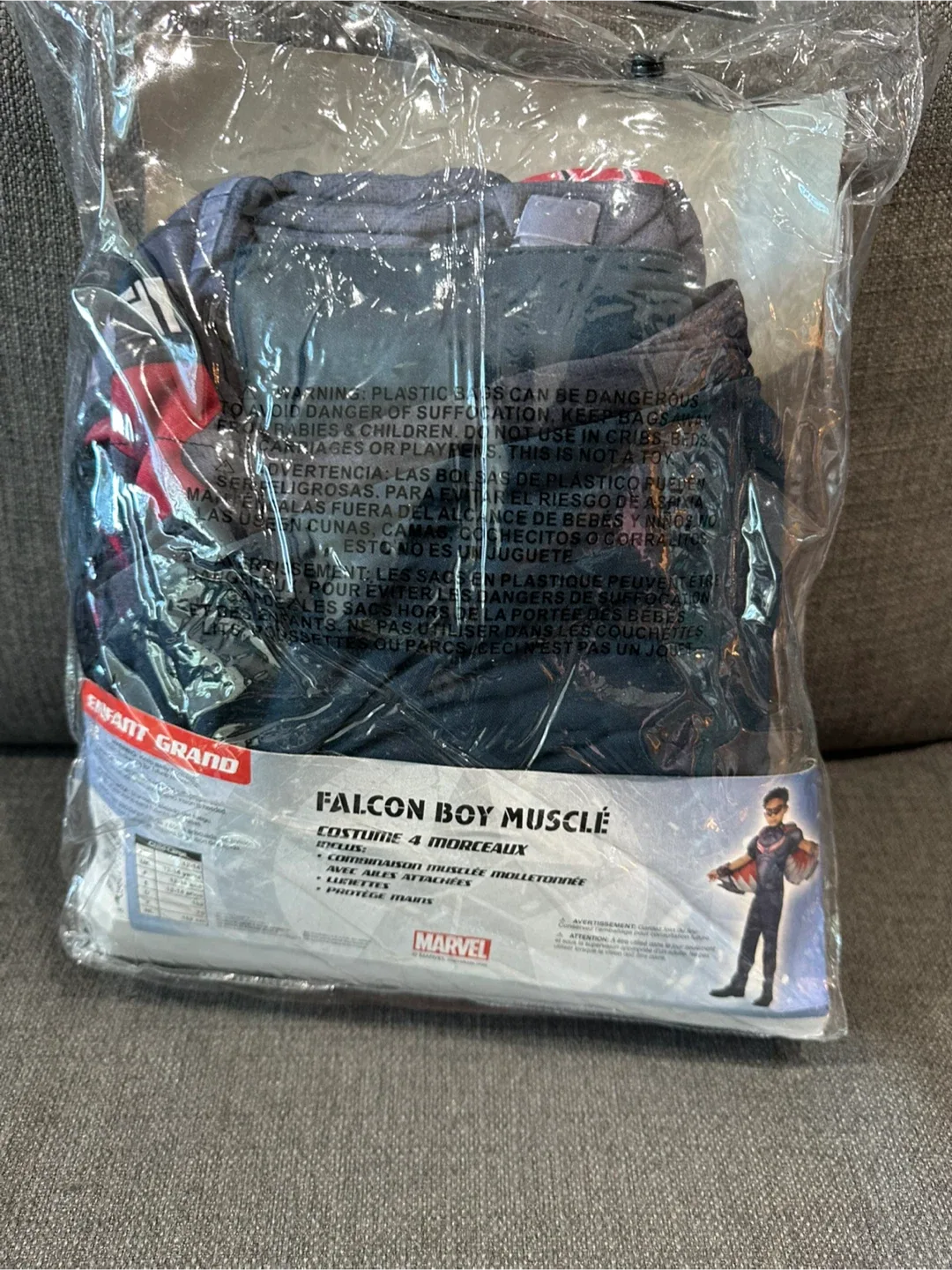 🧡Marvel Captain America Falcon Boy Muscle Costume - Child Large image indicator(2)