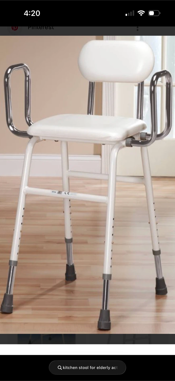White Adjustable Height Chair with Arms