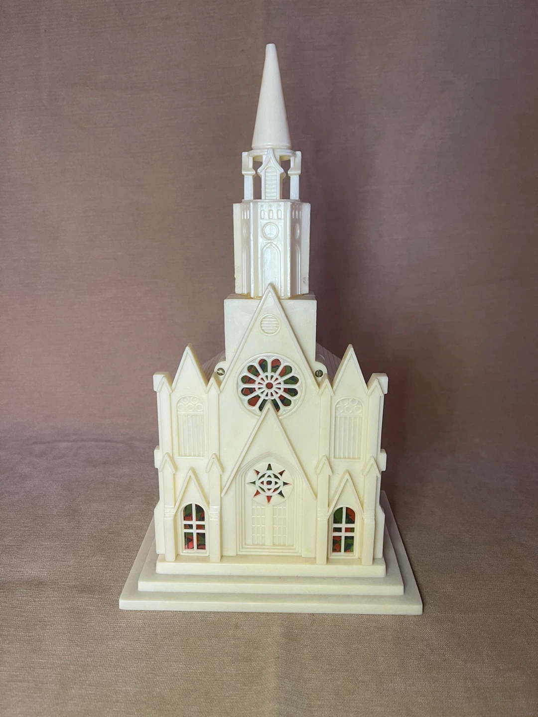 Vintage Plastic Church Music Box Christmas Decoration