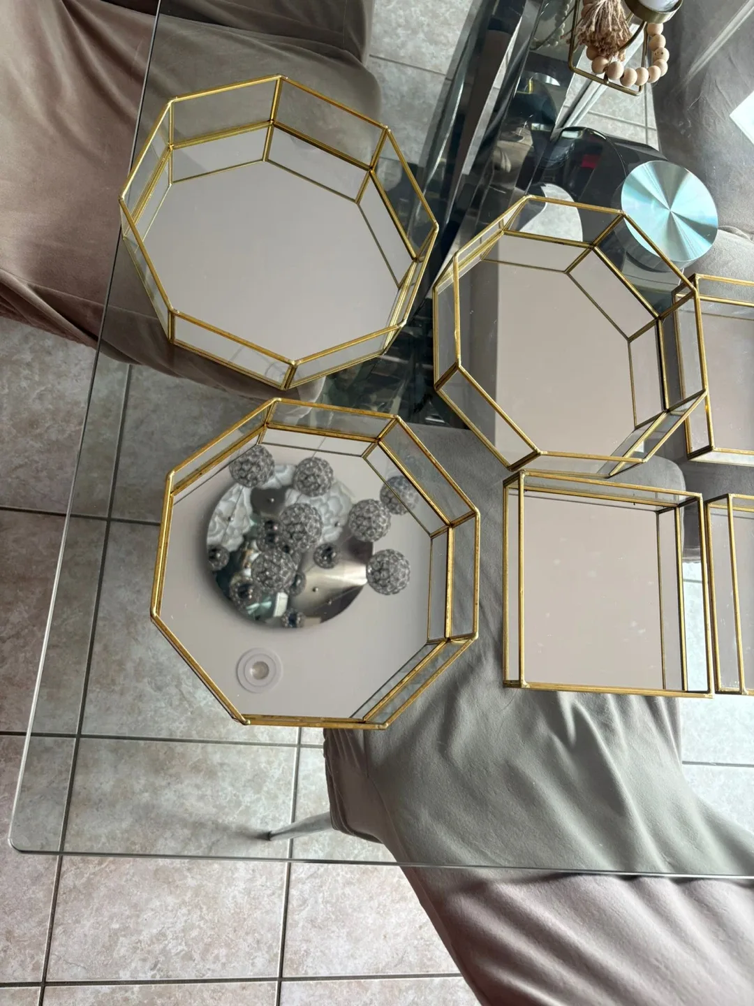 Gold Trimmed Decorative Mirror Trays image indicator(4)