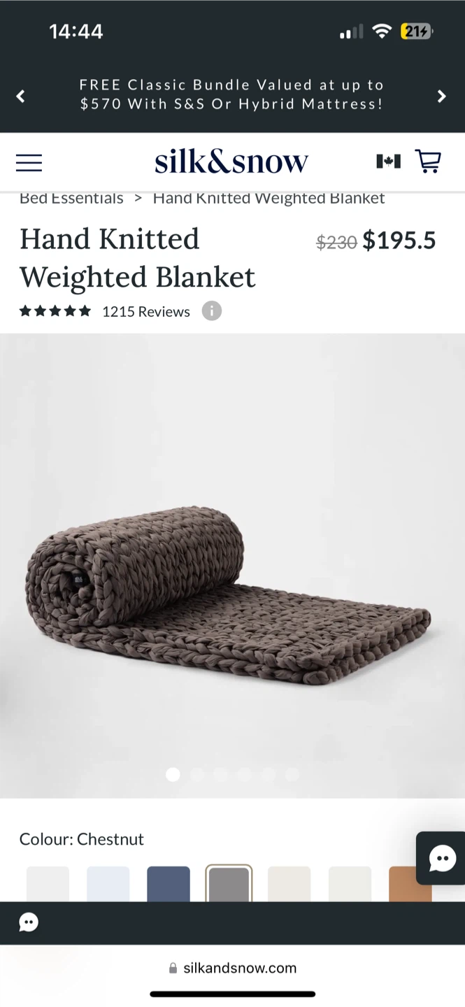 Silk & Snow Hand Knitted Weighted Blanket - Chestnut