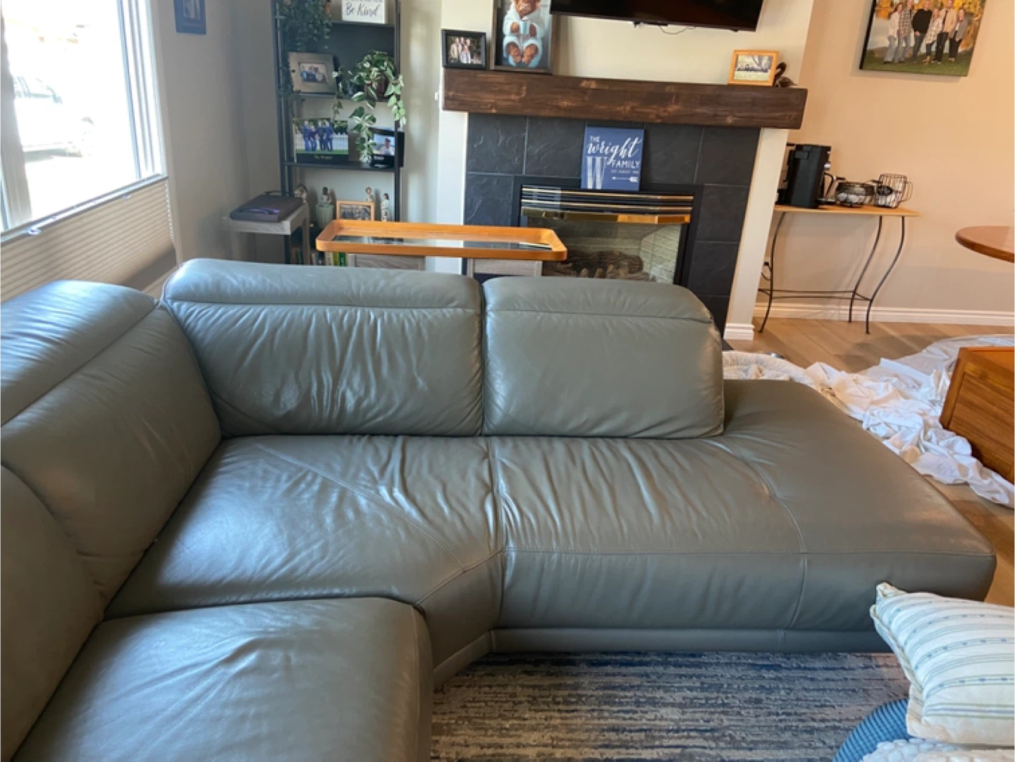 Leather Sectional Sofa - Grey - photo 4
