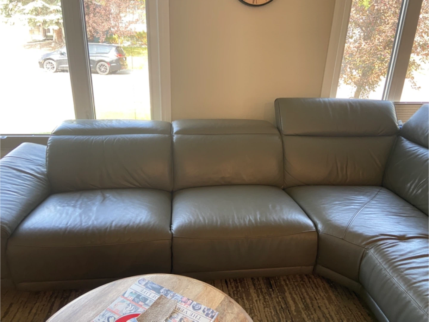 Leather Sectional Sofa - Grey - photo 5