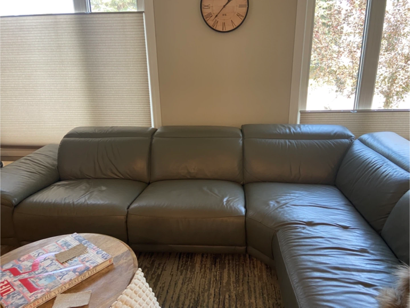 Leather Sectional Sofa - Grey