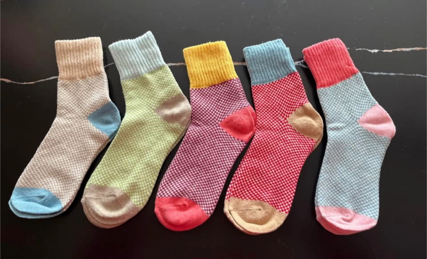 New 100% merino wool. Assorted Colourful Socks - Set of 5