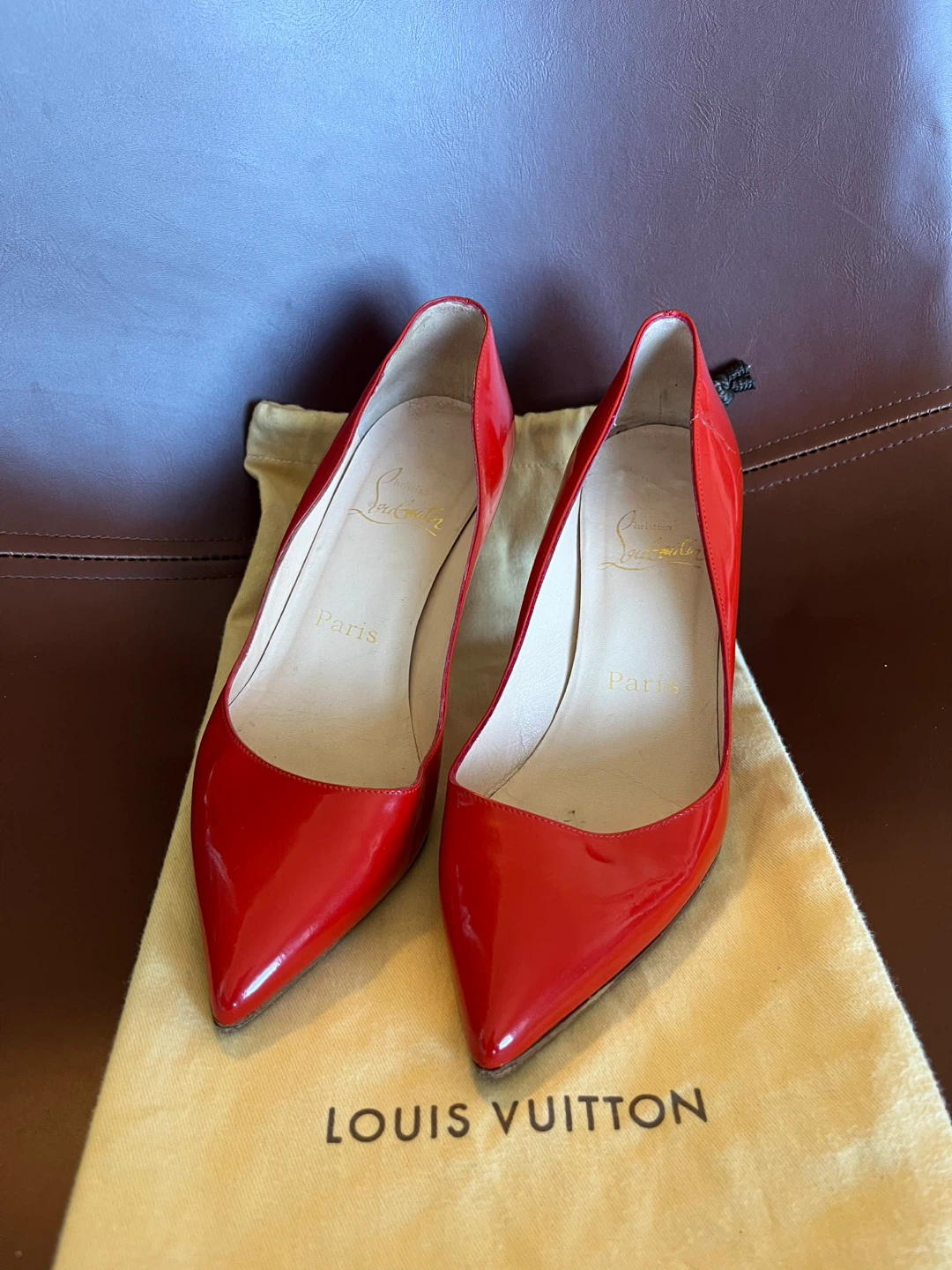 Christian Louboutin Red Patent Leather Heels - Size 37