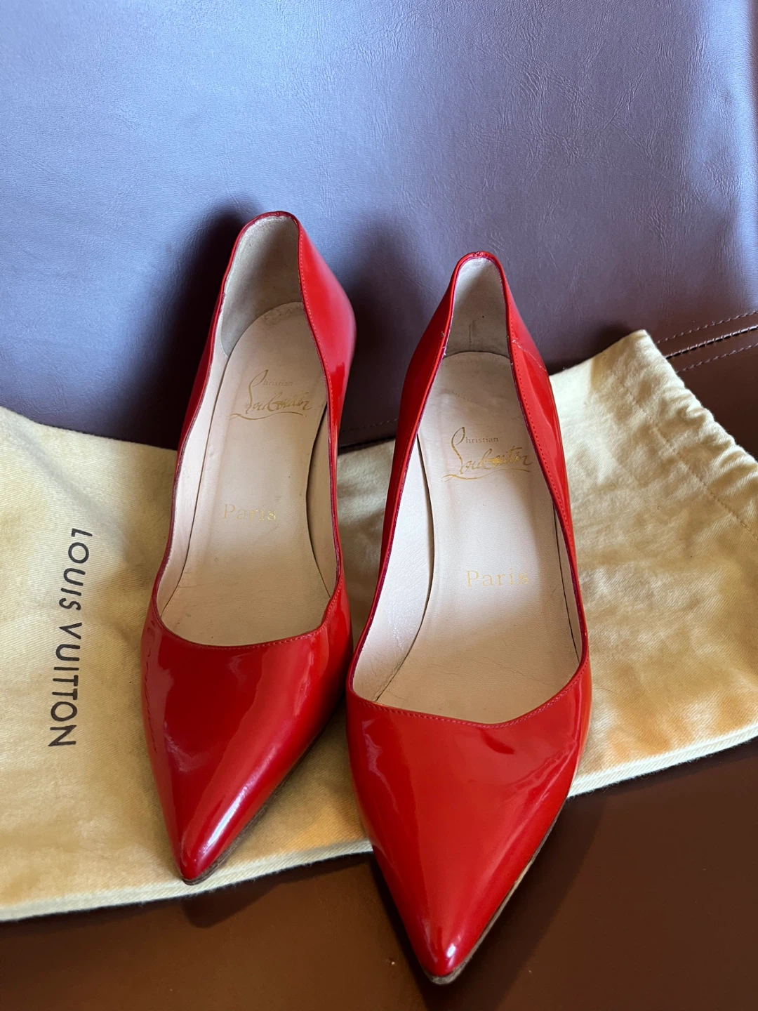 Christian Louboutin Red Patent Leather Heels - Size 37 - photo 3