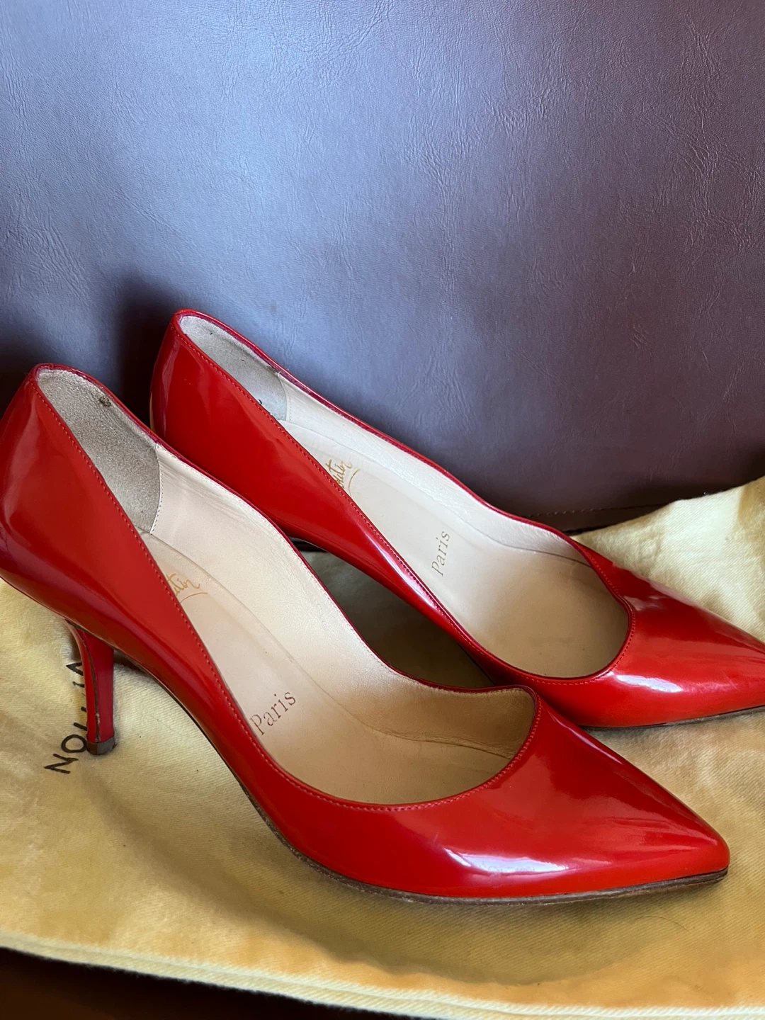 Christian Louboutin Red Patent Leather Heels - Size 37 - photo 2