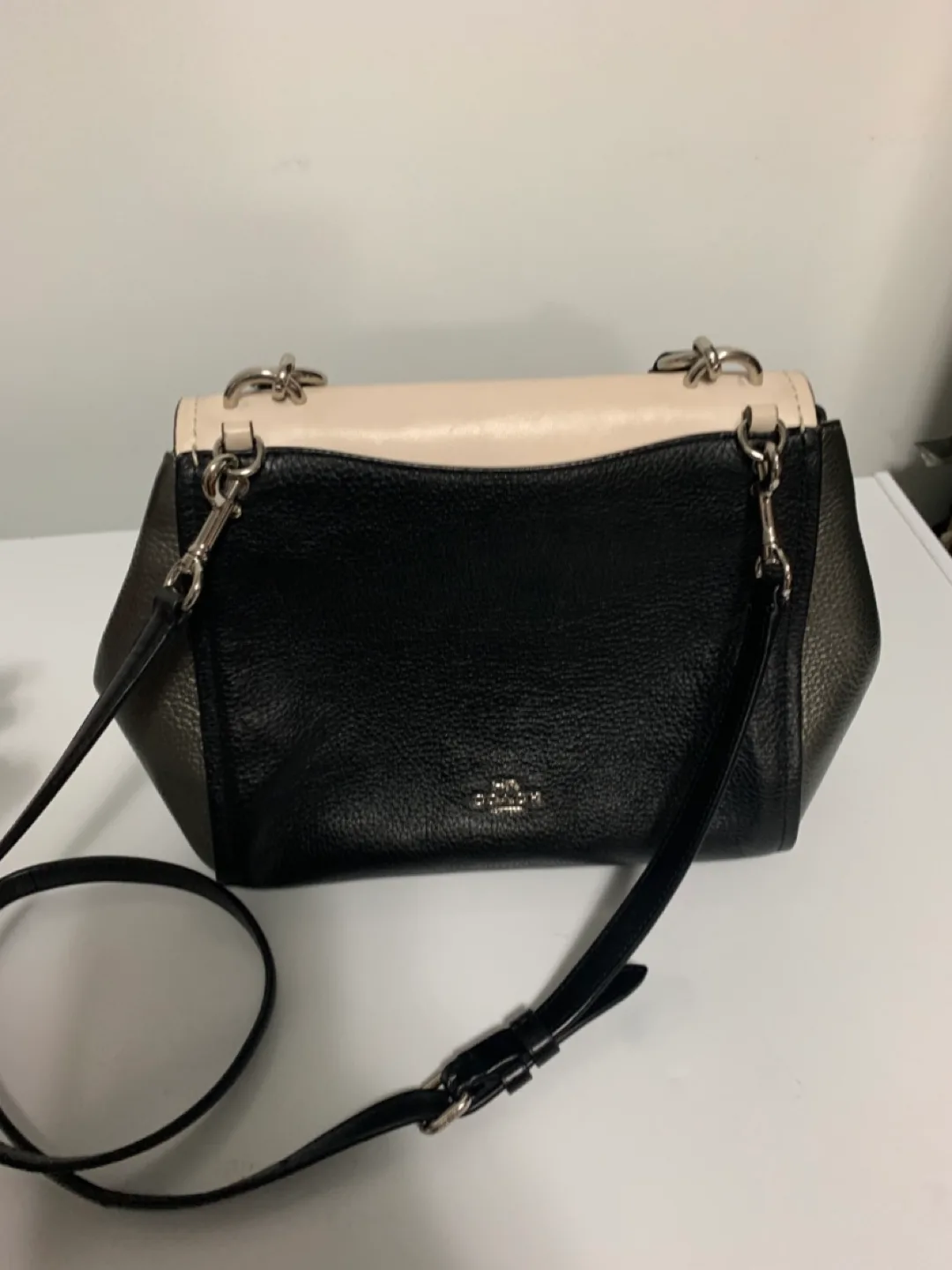 Coach Leather Crossbody Handbag - Black & Cream image indicator(4)