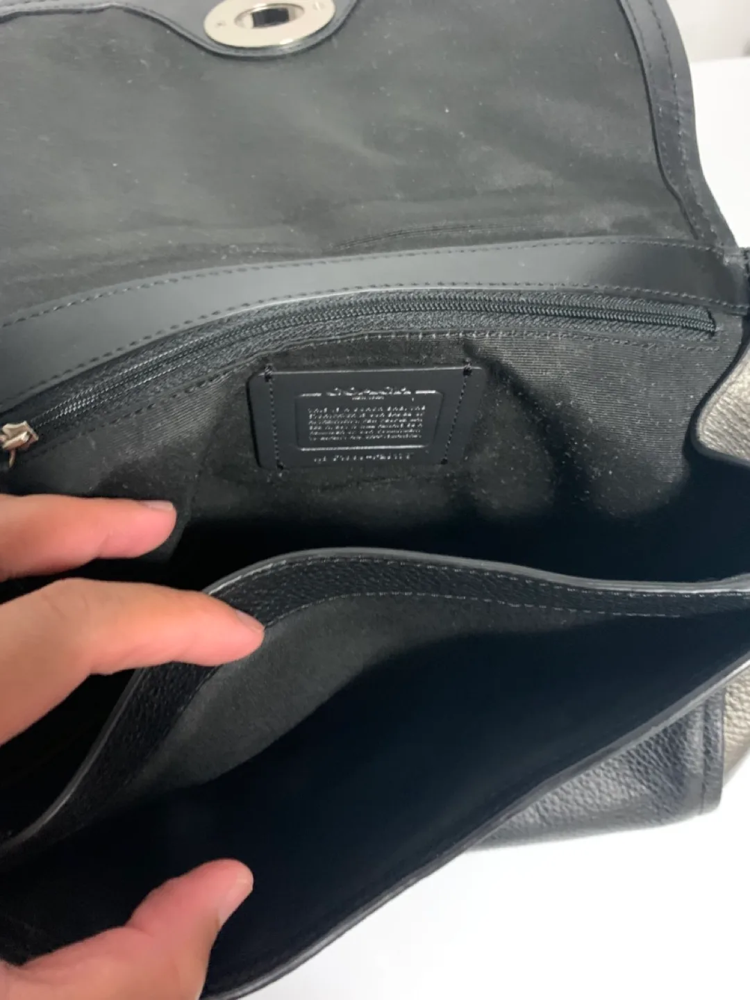 Coach Leather Crossbody Handbag - Black & Cream image indicator(6)