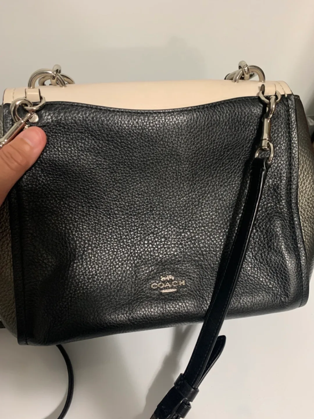 Coach Leather Crossbody Handbag - Black & Cream image indicator(2)