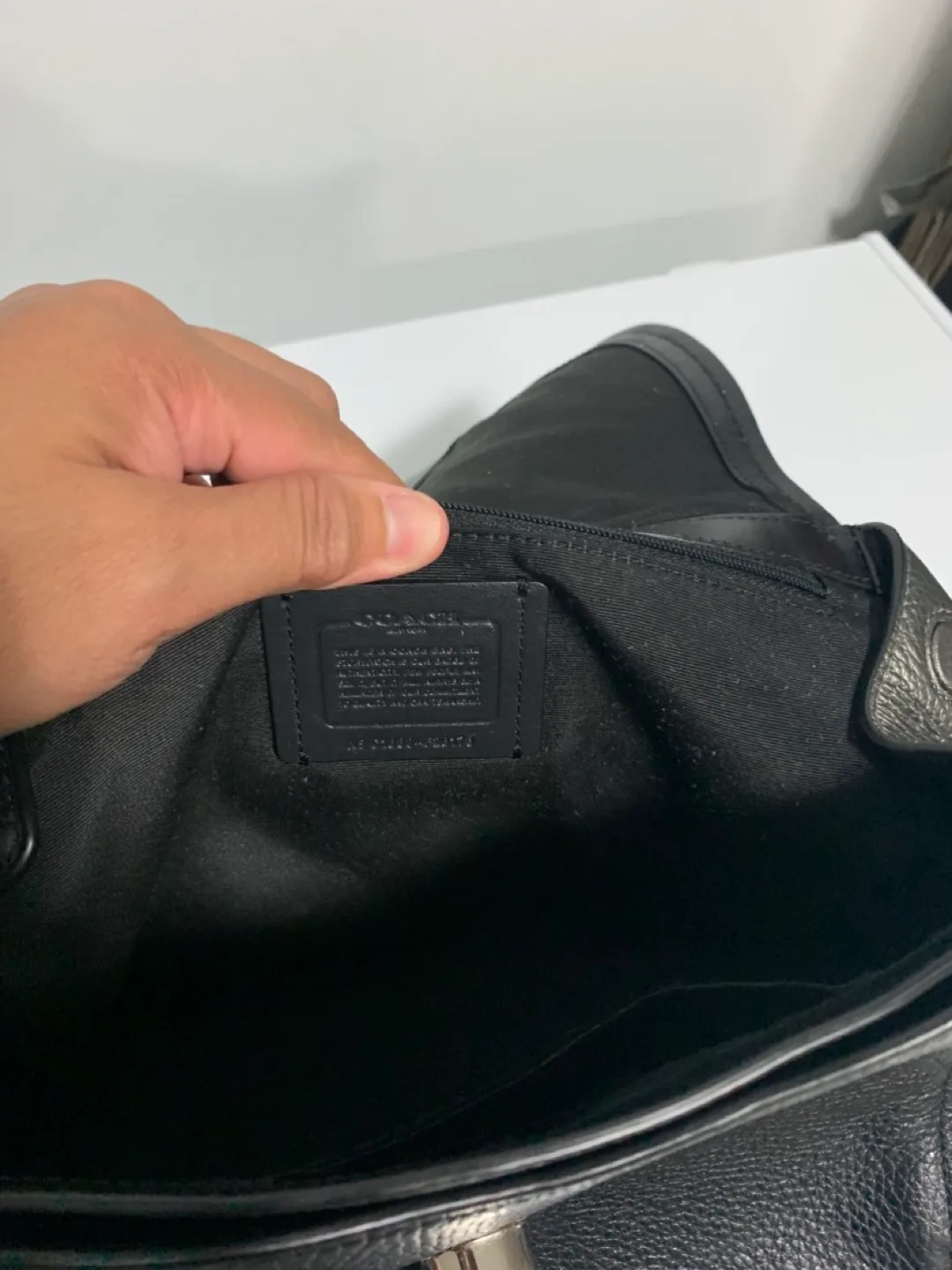 Coach Leather Crossbody Handbag - Black & Cream image indicator(5)