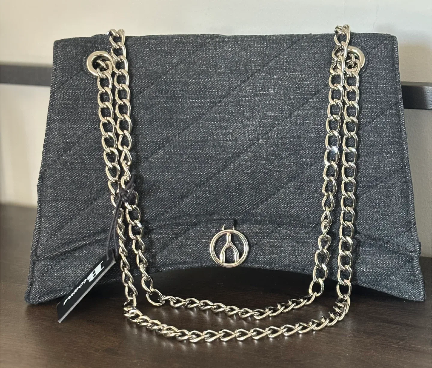 Wishbone Denim purse with silver chain  BNWT thumbnail