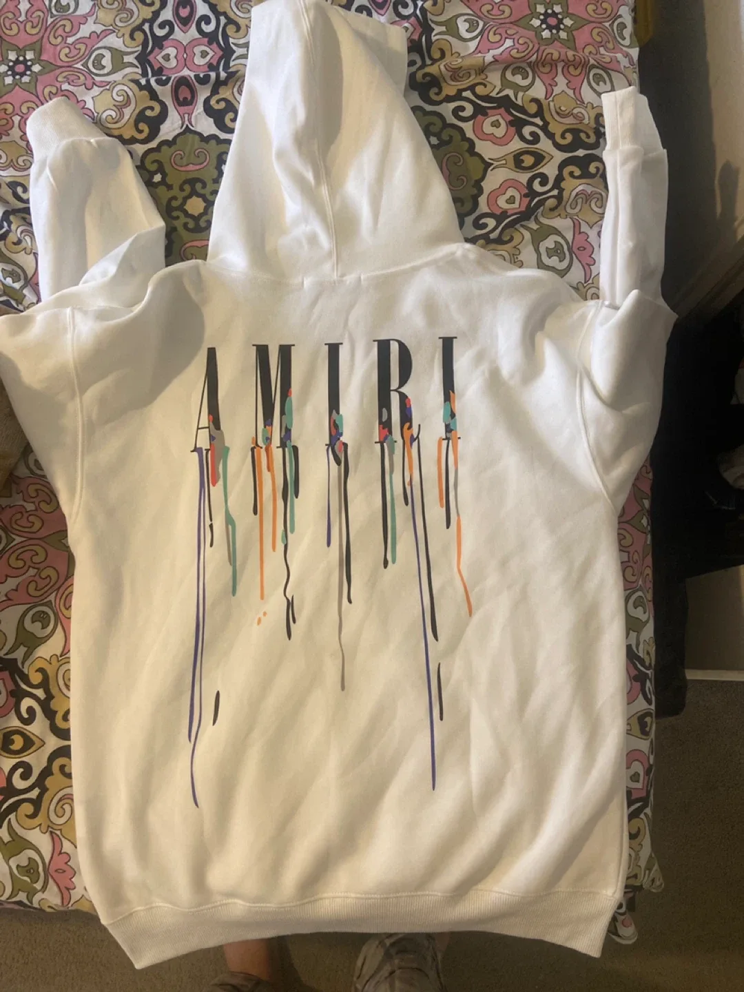 Amiri White Drip Paint Hoodie - Size M image indicator(2)