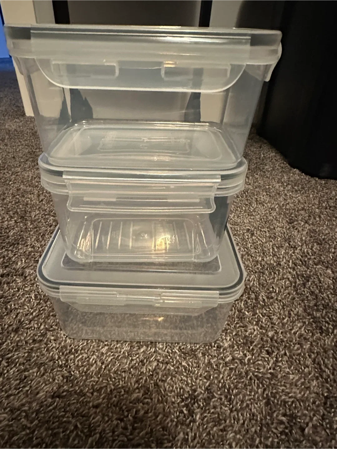 Set of 3Clear Plastic Food Storage Containers