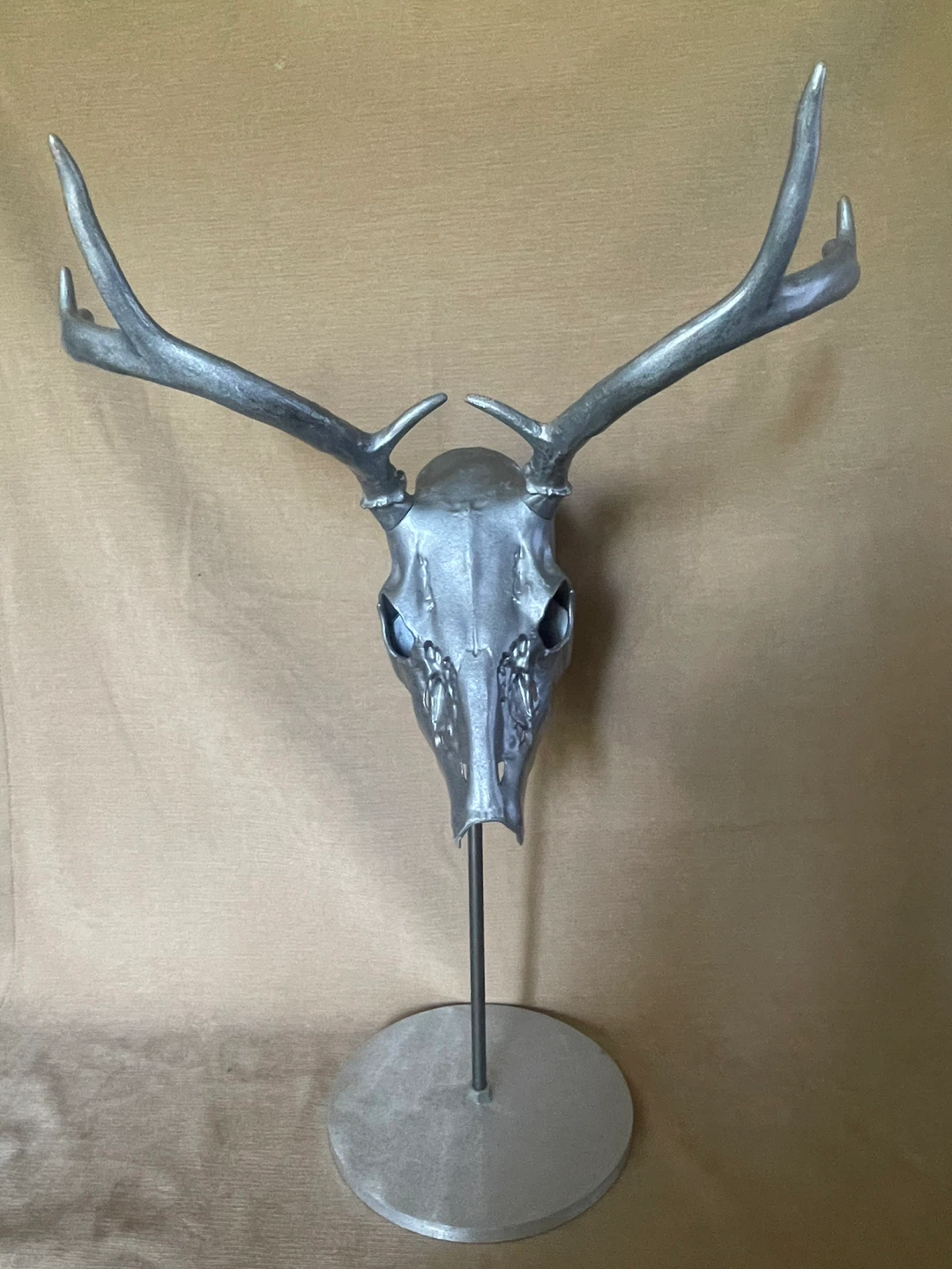 Metal Deer Skull Sculpture