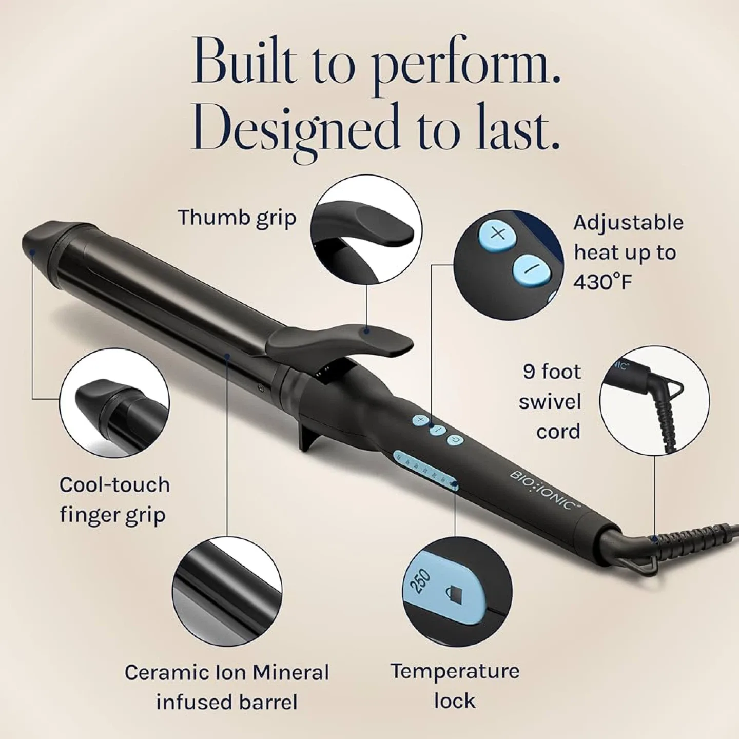 Ionic Long Barrel Styler - Black Curling Iron image indicator(6)