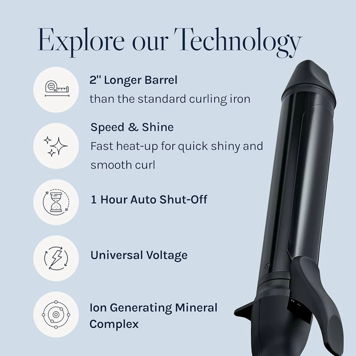 Ionic Long Barrel Styler - Black Curling Iron - photo 3