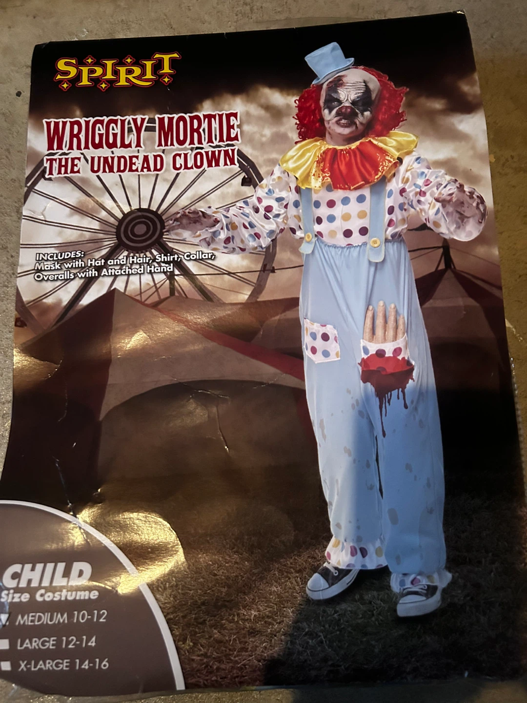 Halloween Wriggly Mortie Undead Clown Costume -Medium 10/12